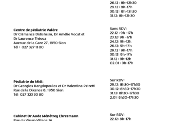 Liste des pédiatres ouverts durant les Fêtes