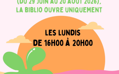 Horaire d’été 2026 à la bibliothèque de Vétroz